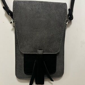 NWT K Carroll Gray Suede Vegan Crossbody Bag with RFID